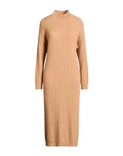 Rebel Queen By Liu •jo Woman Midi Dress Camel Size L Viscose, Polyamide, Wool, Cashmere In Brown