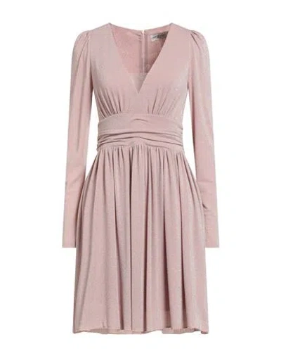 Rebel Queen By Liu •jo Woman Mini Dress Blush Size S Viscose, Metallic Fiber, Polyamide, Elastane In Pink