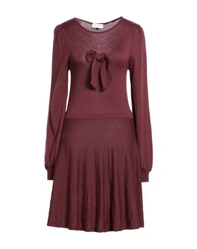 Rebel Queen By Liu •jo Woman Mini Dress Burgundy Size M Acrylic, Polyamide, Wool In Brown