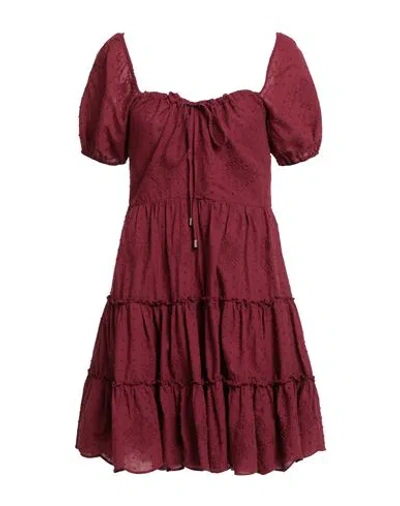 Rebel Queen By Liu •jo Woman Mini Dress Burgundy Size S Cotton