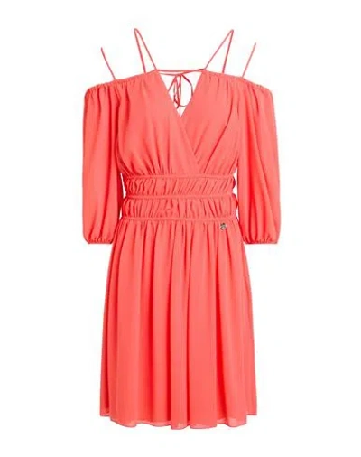 Rebel Queen By Liu •jo Woman Mini Dress Coral Size L Polyester