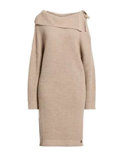 Rebel Queen By Liu •jo Woman Mini Dress Taupe Size L Acrylic, Viscose, Wool, Alpaca Wool In Brown