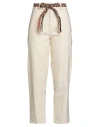 Rebel Queen By Liu •jo Woman Pants Cream Size 6 Cotton, Linen In Neutral