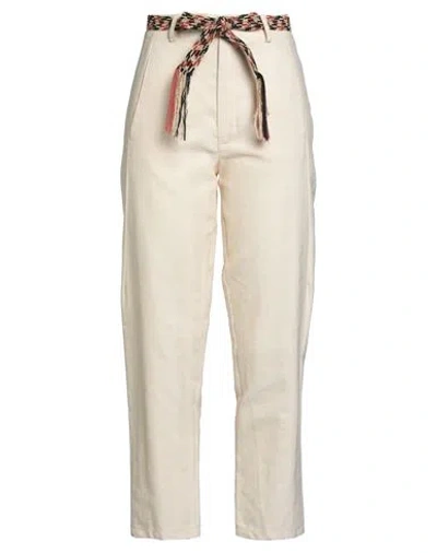 Rebel Queen By Liu •jo Woman Pants Cream Size 6 Cotton, Linen In Neutral