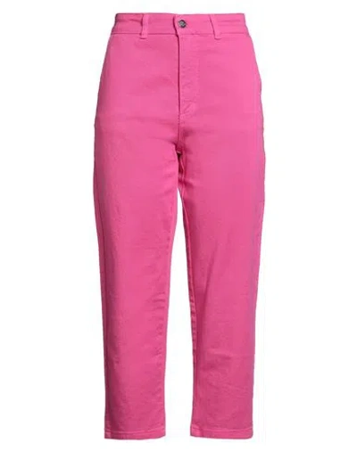 Rebel Queen By Liu •jo Woman Pants Fuchsia Size L Cotton, Elastane In Pink