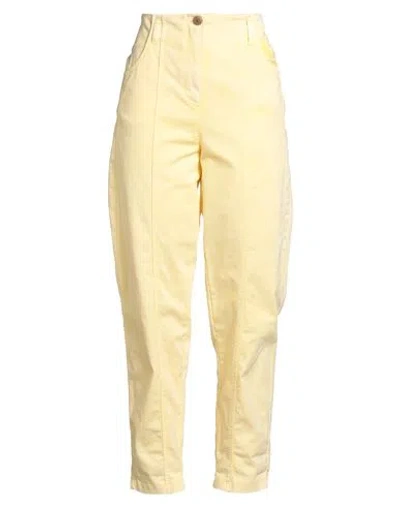 Rebel Queen By Liu •jo Woman Pants Yellow Size 10 Cotton, Elastane