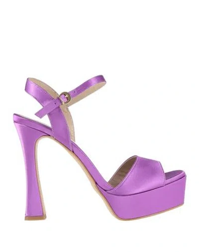 Rebel Queen By Liu •jo Woman Sandals Mauve Size 8 Textile Fibers In Multi
