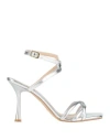 Rebel Queen By Liu •jo Woman Sandals Silver Size 7 Textile Fibers
