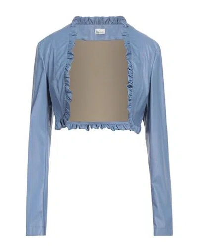 Rebel Queen By Liu •jo Woman Shrug Pastel Blue Size S Viscose, Polyurethane Resin