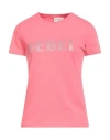 Rebel Queen By Liu •jo Woman T-shirt Coral Size S Cotton, Elastane In Pink
