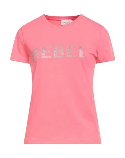 Rebel Queen By Liu •jo Woman T-shirt Coral Size S Cotton, Elastane In Red