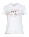 Rebel Queen By Liu •jo Woman T-shirt White Size Xs Cotton, Elastane In Pink