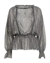 Rebel Queen By Liu •jo Woman Top Black Size L Polyester, Metal In Black