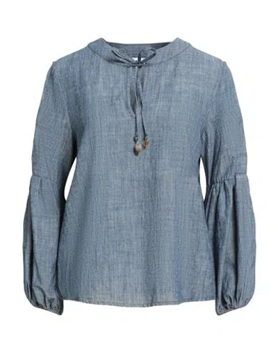 Rebel Queen By Liu •jo Woman Top Blue Size S Cotton, Linen