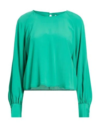 Rebel Queen By Liu •jo Woman Top Emerald Green Size S Acetate, Silk In Animal Print