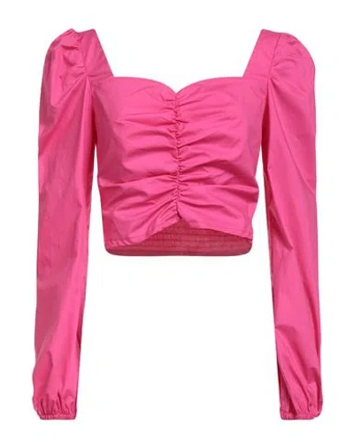 Rebel Queen By Liu •jo Woman Top Fuchsia Size L Cotton In Pink