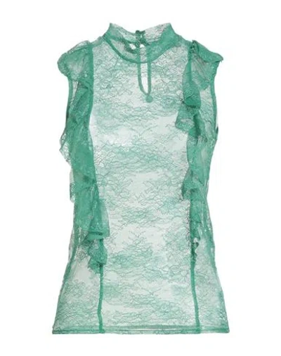 Rebel Queen By Liu •jo Woman Top Green Size Xs Polyamide