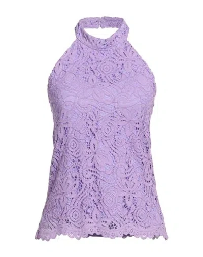 Rebel Queen By Liu •jo Woman Top Purple Size M Cotton, Viscose, Polyamide, Polyester