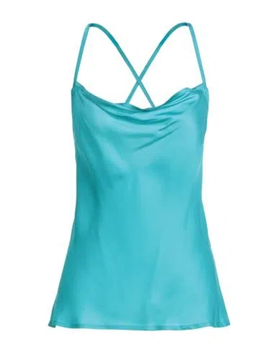 Rebel Queen By Liu •jo Woman Top Turquoise Size L Viscose In Blue