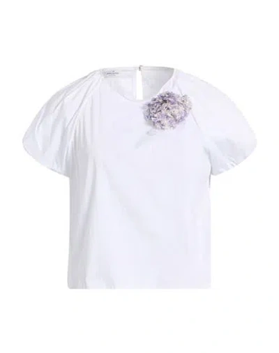 Rebel Queen By Liu •jo Woman Top White Size 6 Cotton, Polyamide, Elastane