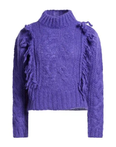 Rebel Queen By Liu •jo Woman Turtleneck Purple Size Xs/s Mohair Wool, Alpaca Wool, Polyamide In Blue