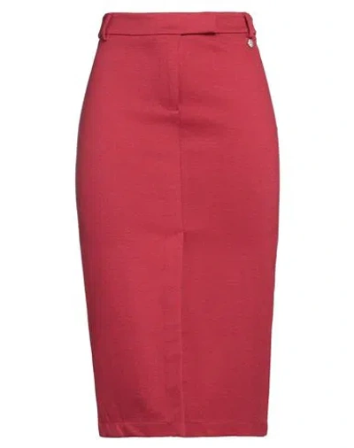 Rebel Queen Woman Midi Skirt Brick Red Size L Viscose, Polyamide, Elastane