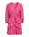 Rebel Queen By Liu •jo Woman Mini Dress Fuchsia Size M Ramie, Cotton In Pink