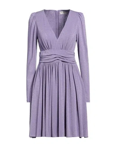 Rebel Queen Woman Mini Dress Lilac Size M Viscose, Metallic Fiber, Polyamide, Elastane In Purple