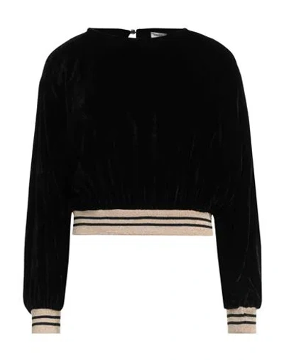 Rebel Queen Woman Sweatshirt Black Size L Viscose, Polyamide, Metallic Polyester
