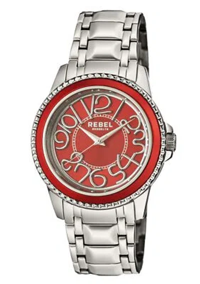 Pre-owned Rebel Unisex Rb107-4054 Williamsburg(steel) Red Dial Stainless Steel Wristwatch