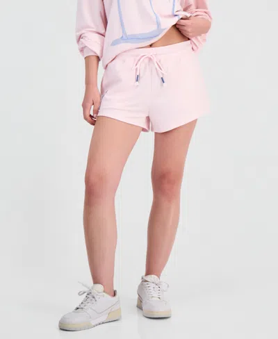 Rebel Veil Juniors' French Terry Drawstring-waist Shorts In Pink