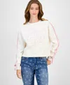 Rebel Veil Juniors' Novelty Crewneck Sweatshirt In White