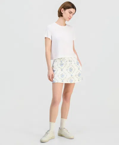 Rebel Veil Juniors' Paisley-print Drawstring Skort In White