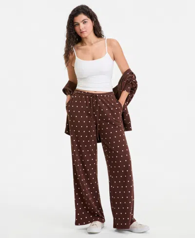 Rebel Veil Juniors' Printed Wide-leg Drawstring Sweatpants