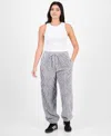 Rebelious One Rebellious One Juniors' Bow-embossed Fleece Jogger Pants