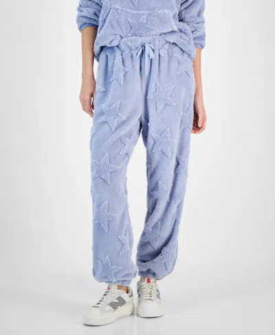 Rebelious One Rebellious One Juniors' Star-embossed Fleece Sweatpants In Blue Star