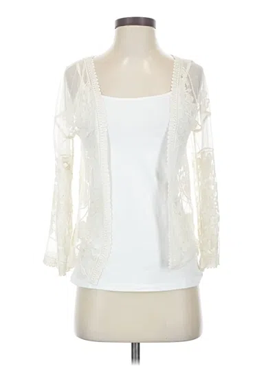 Pre-owned Rebellion 3/4 Sleeve Top Ivory Square Neckline Tops In White