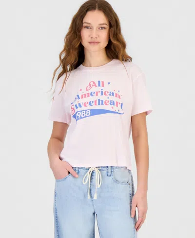 Rebellious One Juniors' American Sweetheart Graphic Print T-shirt In Pink