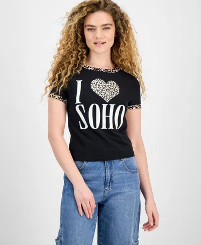 Rebellious One Juniors' Animal-print Contrast-trim Top