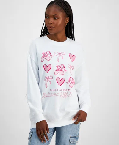 Rebellious One Juniors' Ballet Academy Sweatshirt In Bright White