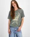 Rebellious One Juniors' Butterfly Mineral Wash Graphic T-shirt