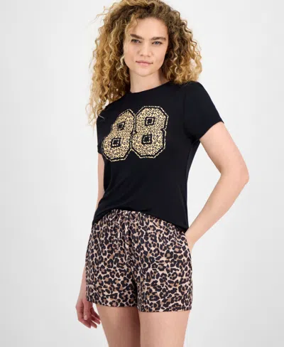 Rebellious One Juniors' Cheetah Varsity Graphic T-shirt