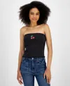 REBELLIOUS ONE JUNIORS' CHERRY GRAPHIC RIBBED TUBE TOP