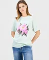 Rebellious One Juniors' Cotton La Flower Market Boyfriend Tee In Multi