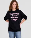Rebellious One Juniors' Graphic Crewneck Sweatshirt In Black