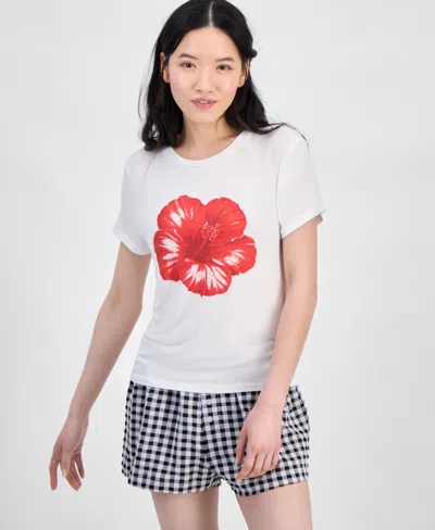 Rebellious One Juniors' Hibiscus Graphic T-shirt