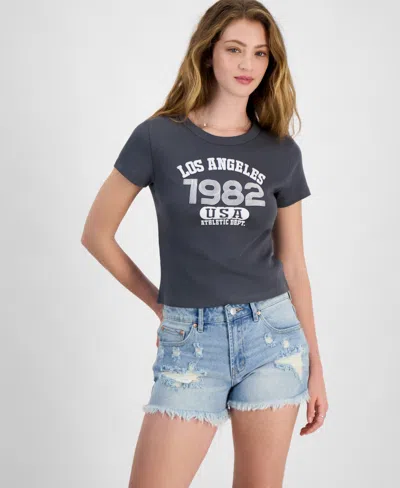 Rebellious One Juniors' Los Angeles 1982 Graphic Rib T-shirt In Turbulence