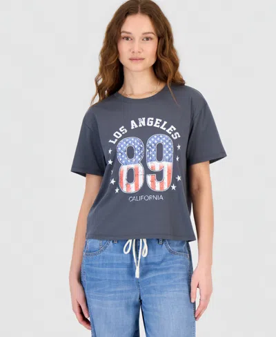 Rebellious One Juniors' Los Angeles 89 Graphic Print T-shirt In Blue