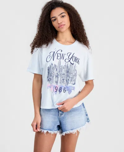 Rebellious One Trendy Plus New York Skyline Short-sleeve Tee In White