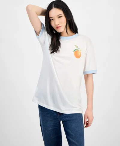 Rebellious One Juniors' Orange Graphic Short-sleeve T-shirt